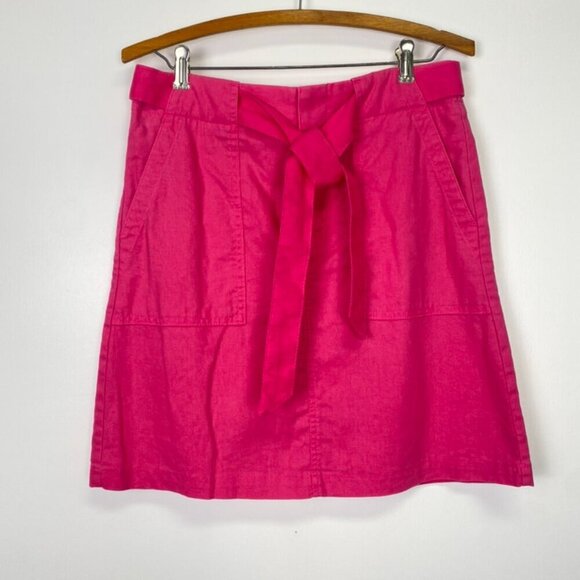 J. Crew Pink Linen Blend Skirt with Tie - Picture 2 of 10